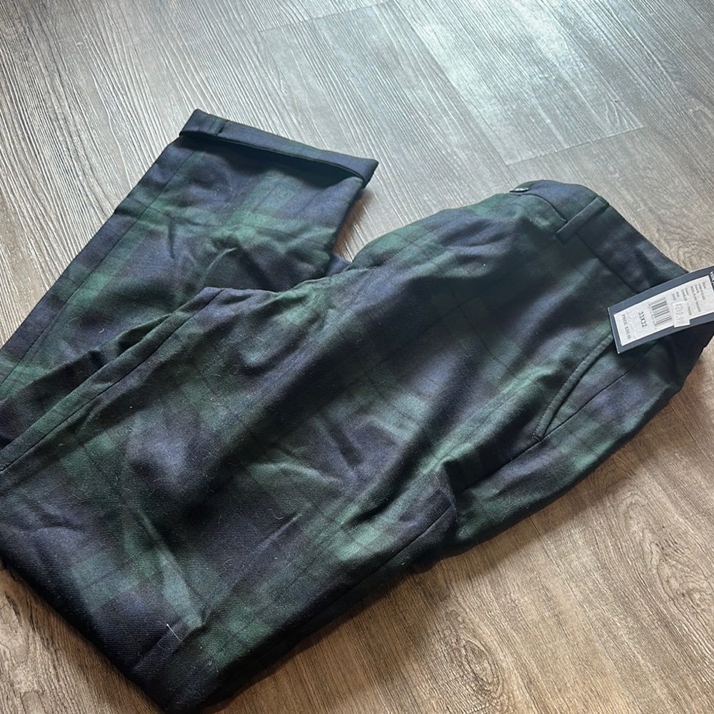 Vineyard  Wool Plaid Trousers Charles On Green 33x32